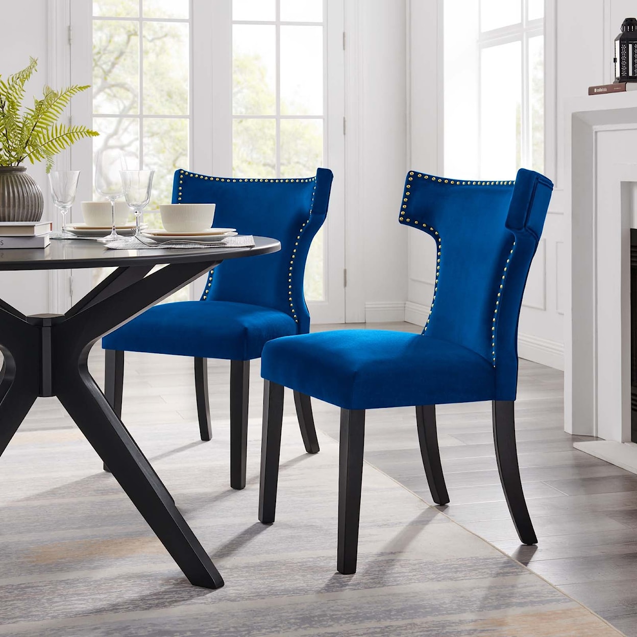 Modway Curve Curve Velvet Dining Chairs - Set of 2