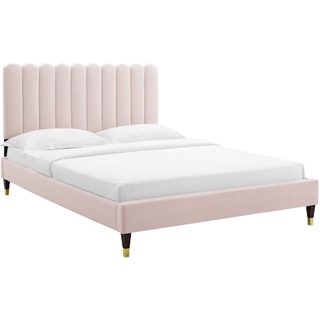 Reagan Full Velvet Platform Bed