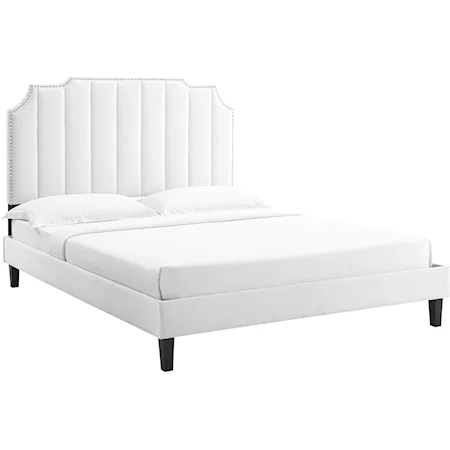 Colette King Velvet Platform Bed