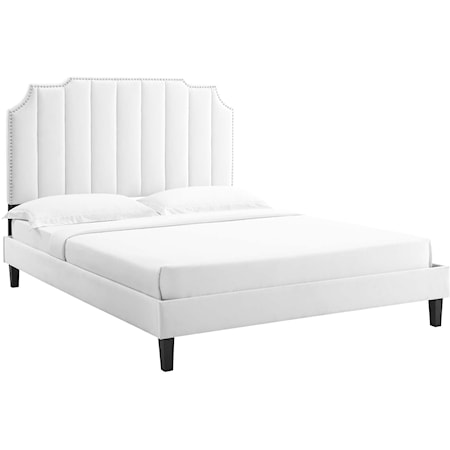 Colette Full Velvet Platform Bed