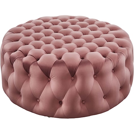 Amour Button Large Round Velvet Ottoman