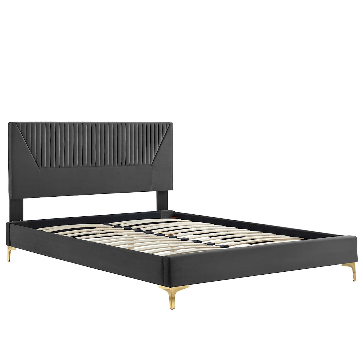 Modway Yasmine Yasmine Channel Velvet Full Platform Bed