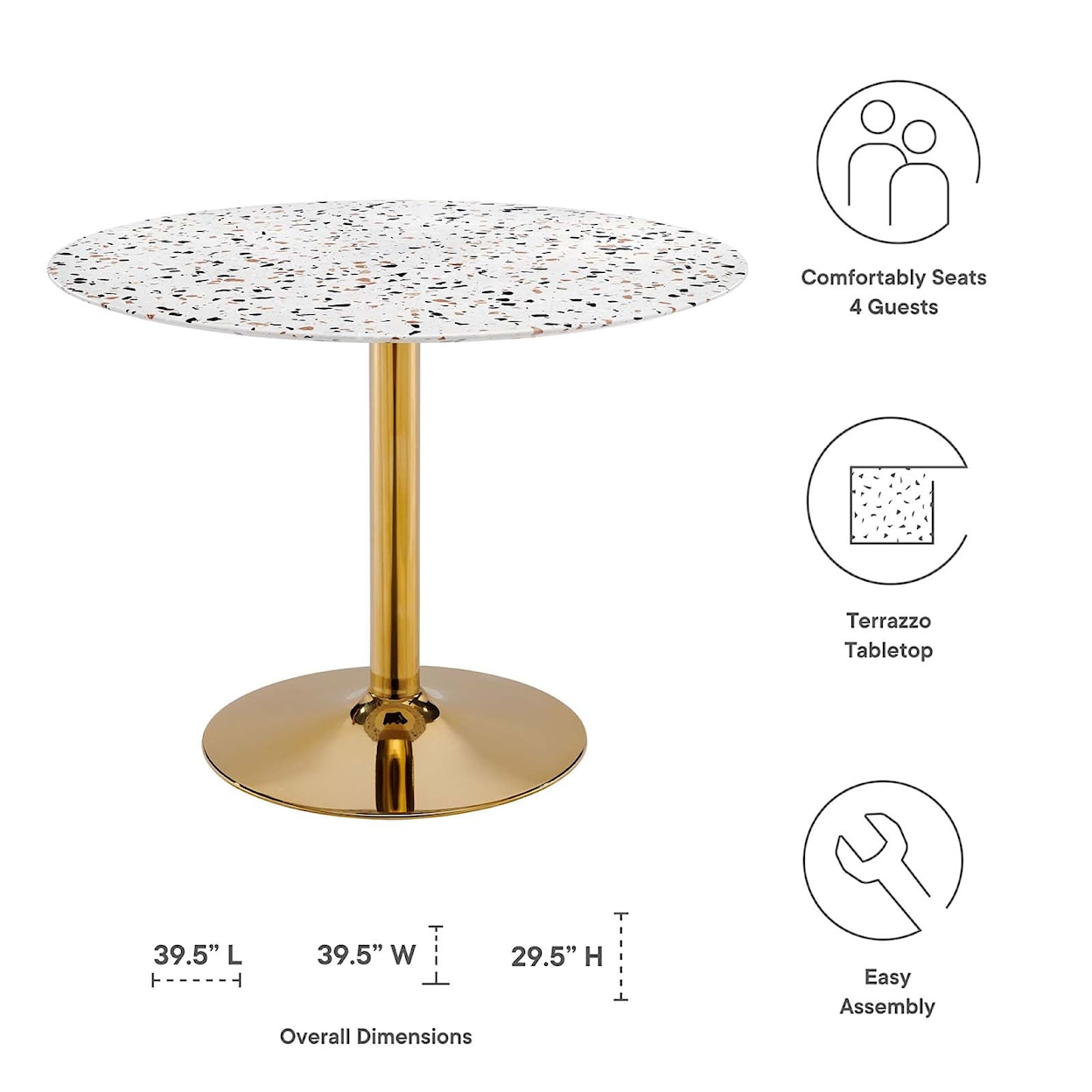 Modway Verne Verne 40" Round Terrazzo Dining Table