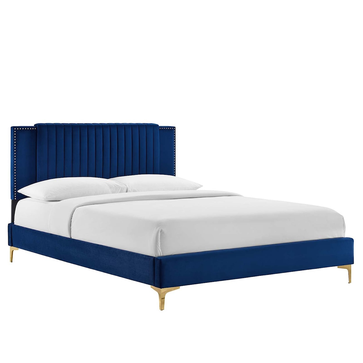 Modway Zahra Zahra Channel Velvet Queen Platform Bed