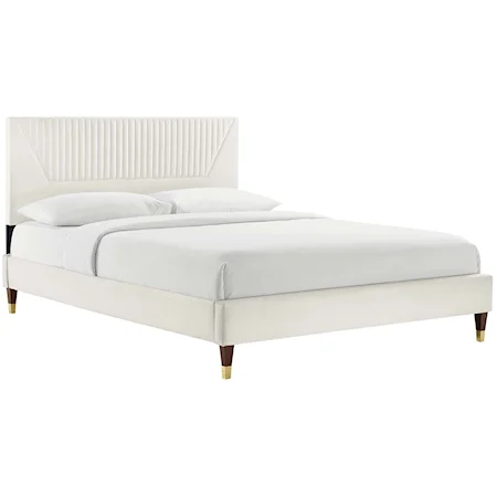 Yasmine Channel Velvet Twin Platform Bed