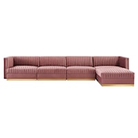 Sanguine Channel Tufted Performance Velvet 5-Piece Modular Sectional Sofa