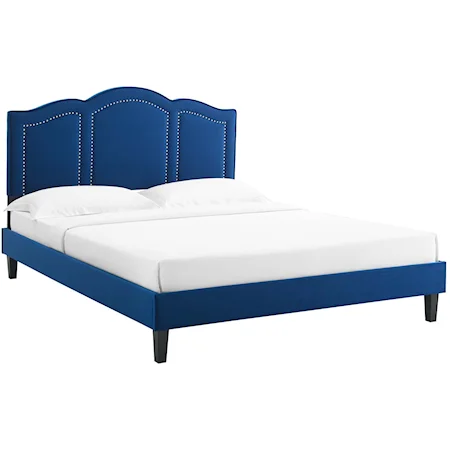 Emerson Velvet Queen Platform Bed