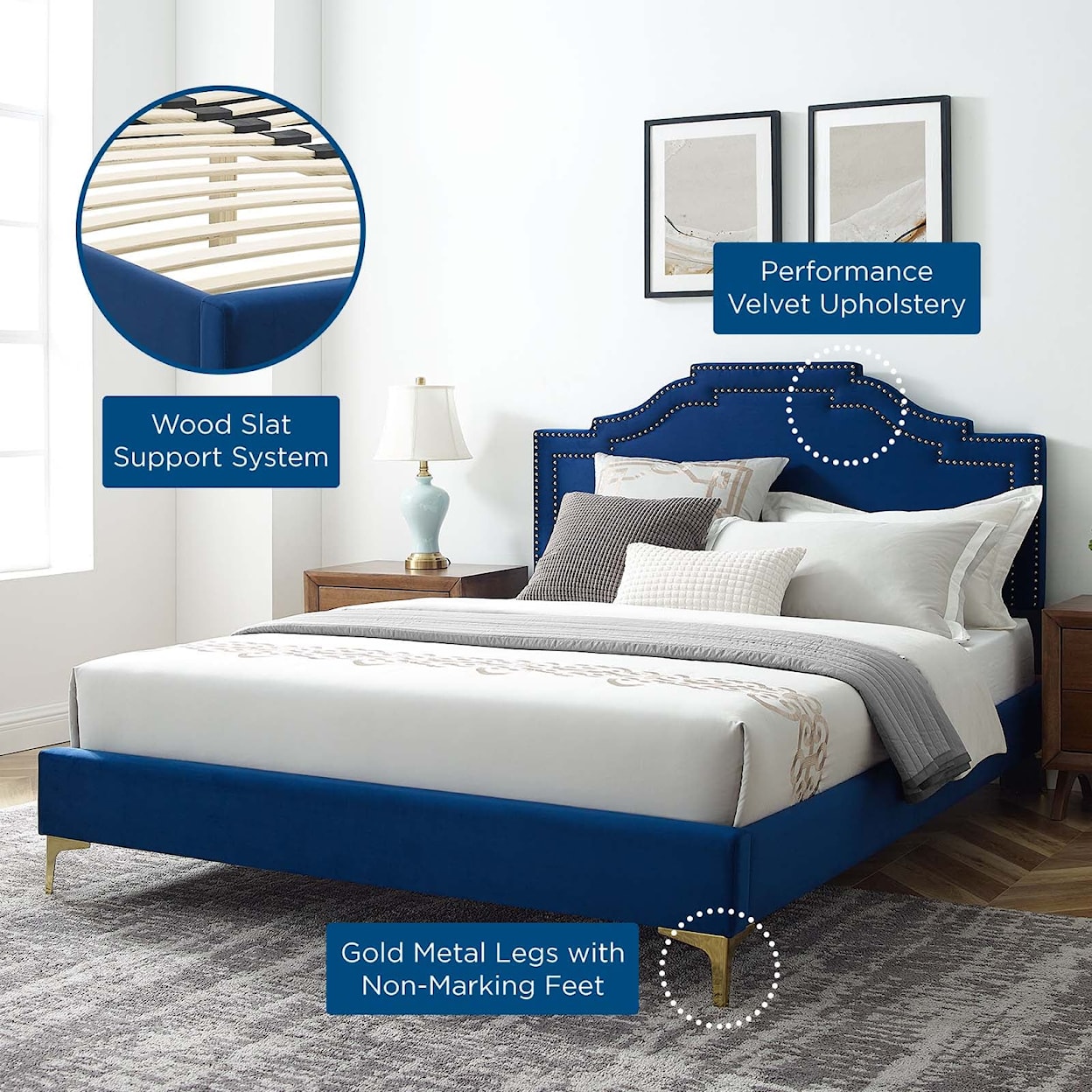 Modway Adelaide Adelaide Velvet Twin Platform Bed