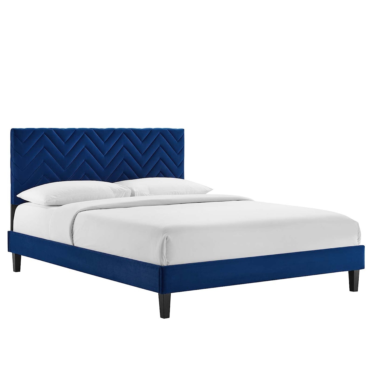 Modway Leah Leah Chevron Velvet Twin Platform Bed