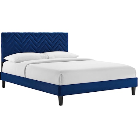 Leah Chevron Velvet Full Platform Bed