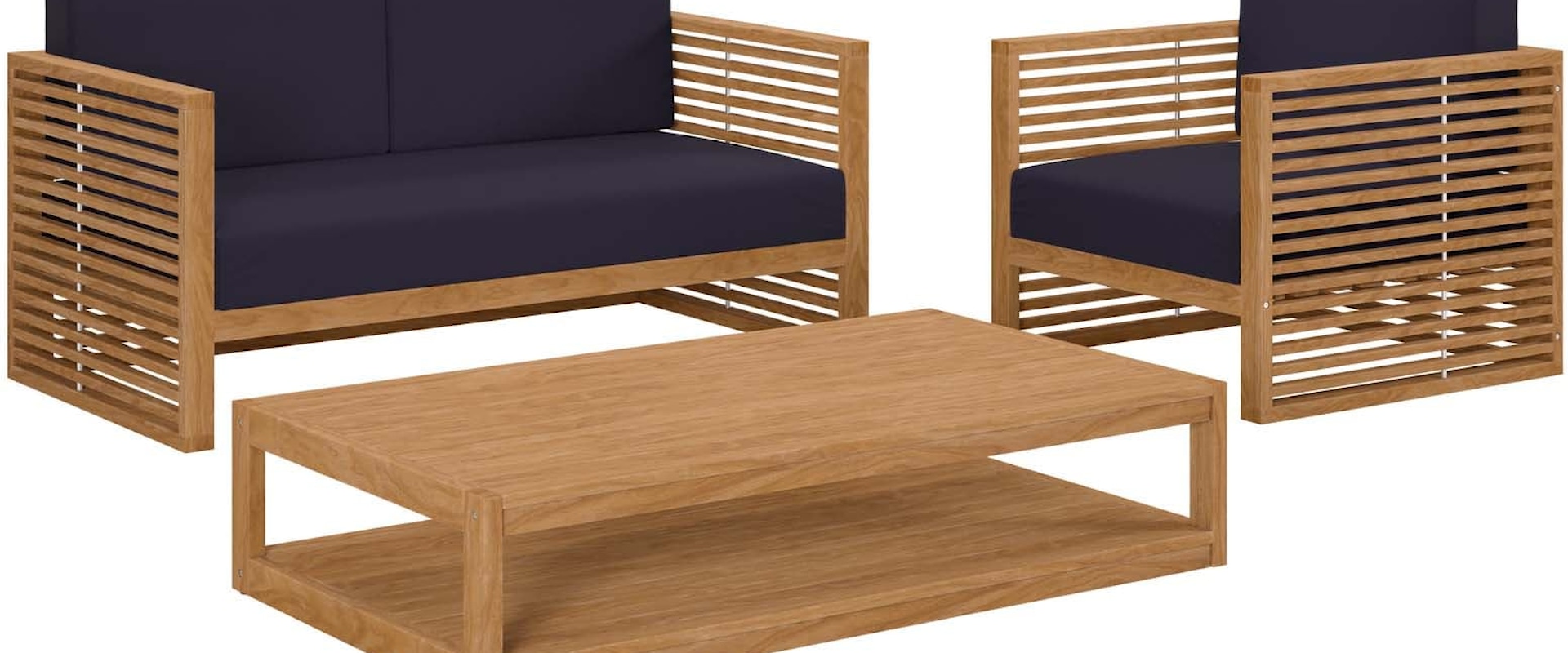 Carlsbad 3-Piece Teak Wood Outdoor Patio Outdoor Patio Set