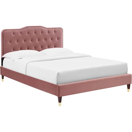 Amber Velvet Twin Platform Bed