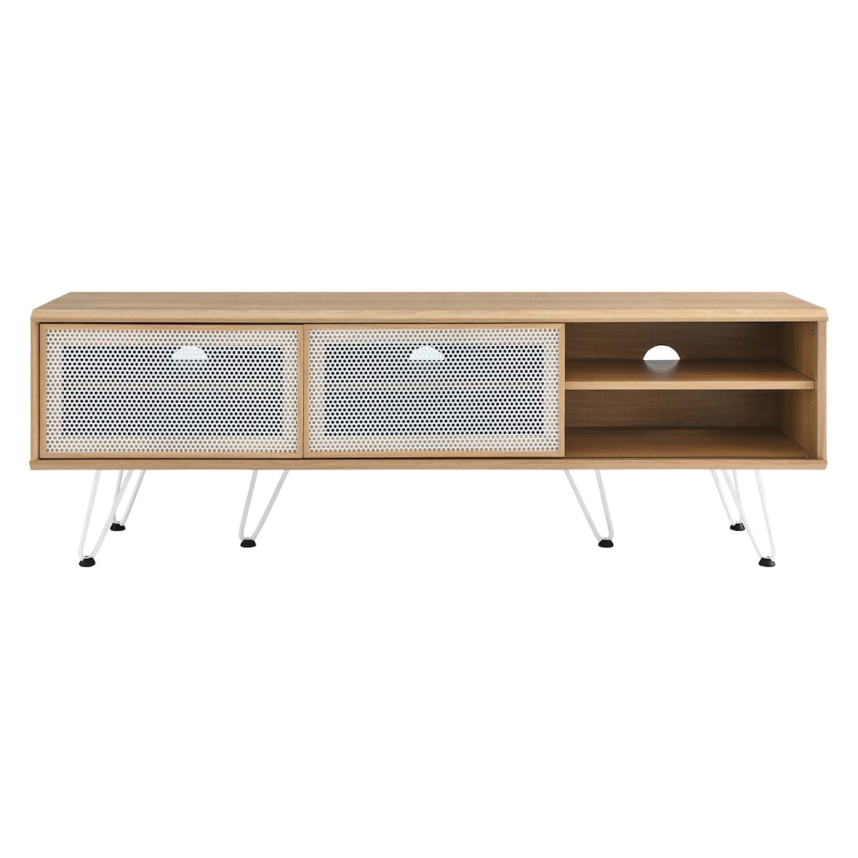 Modway Nomad TV Stand with Sliding Metal Mesh Doors