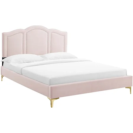 Emerson Velvet Queen Platform Bed