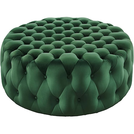 Amour Button Large Round Velvet Ottoman