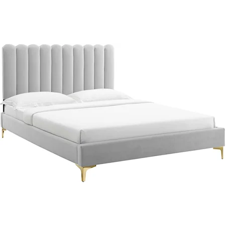 Reagan Queen Velvet Platform Bed