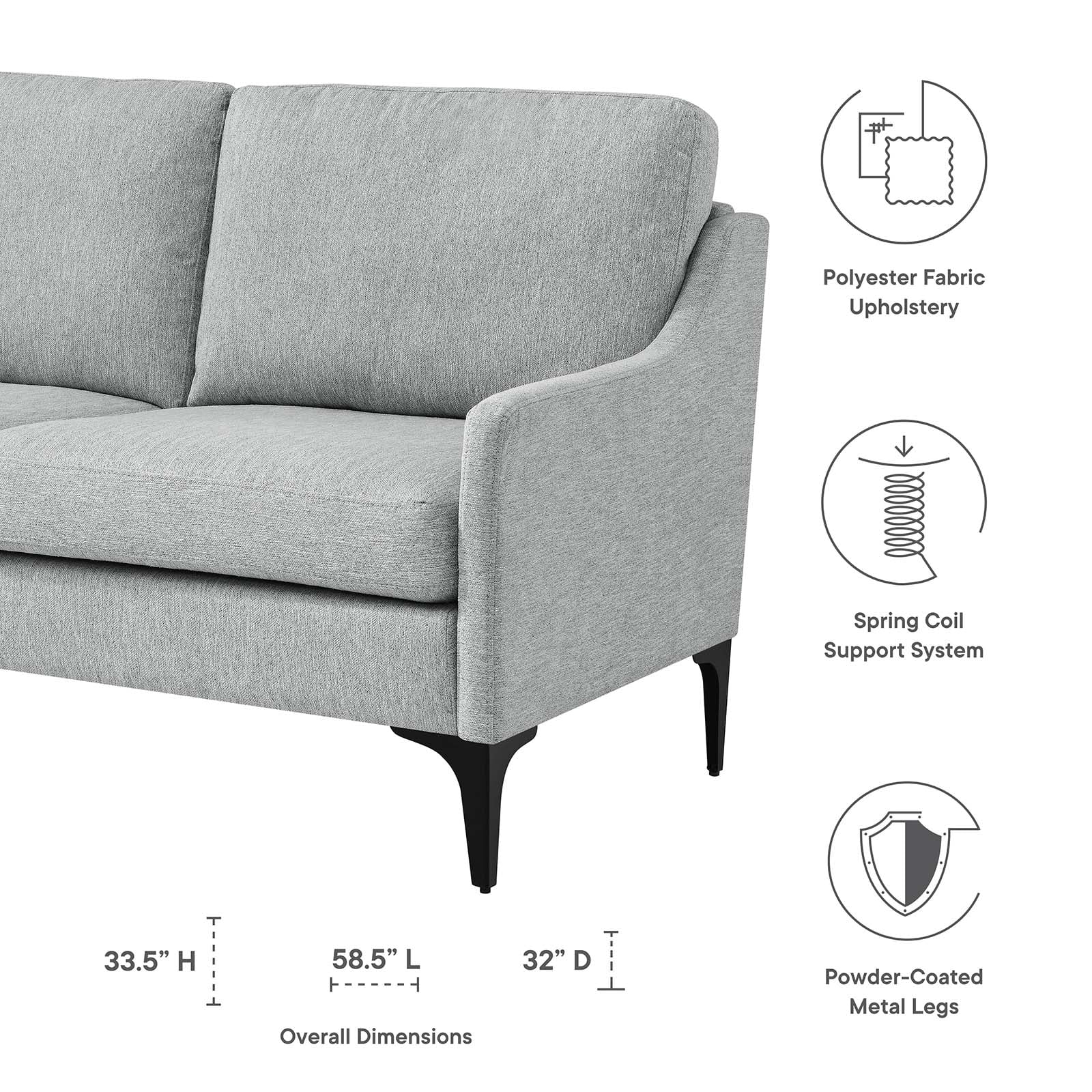 Modway Corland EEI-6021-LGR Corland Upholstered Fabric Loveseat | Value ...