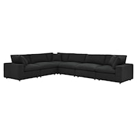 Commix Down Filled Overstuffed Boucle Fabric 6-Piece Sectional Sofa