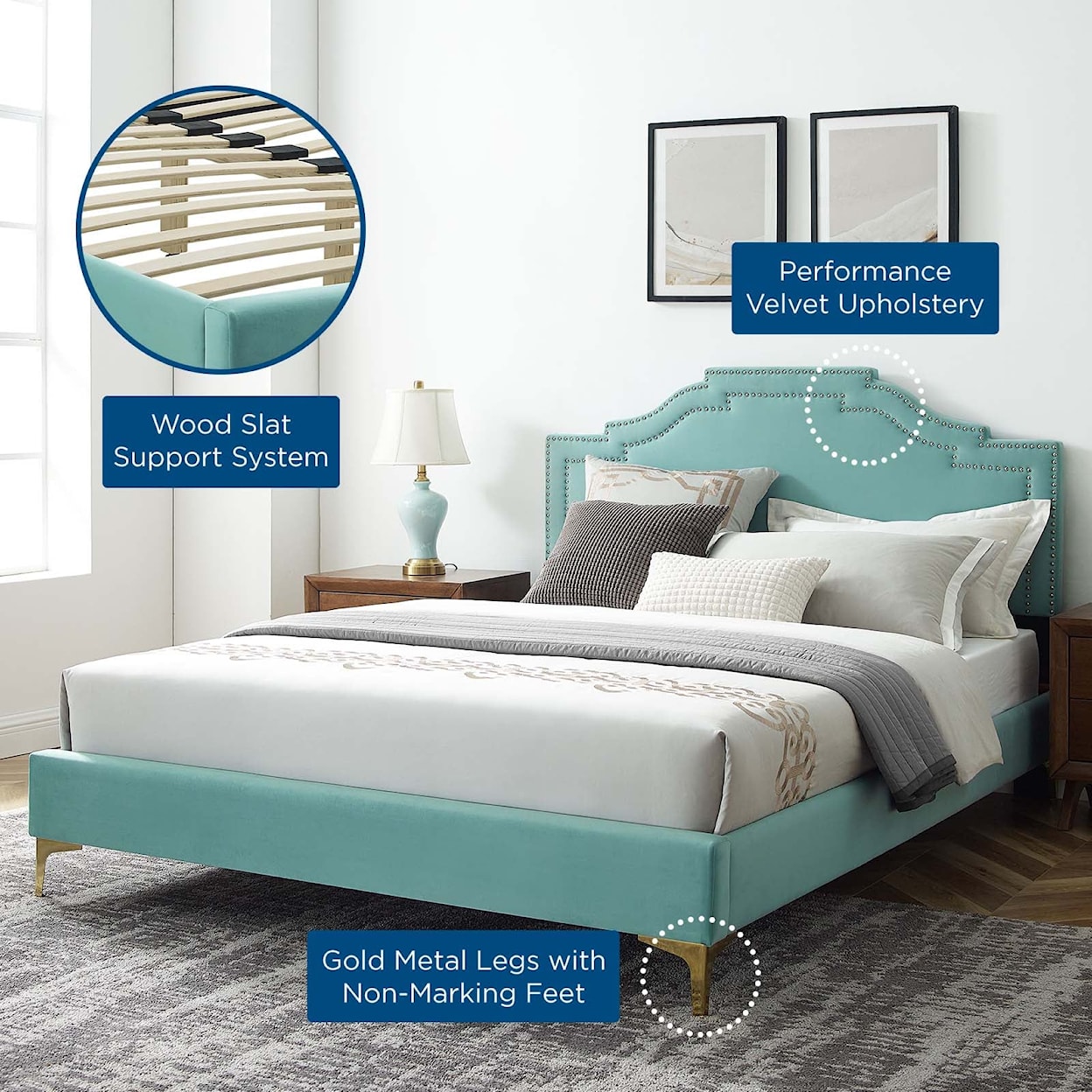 Modway Adelaide Adelaide Velvet Twin Platform Bed