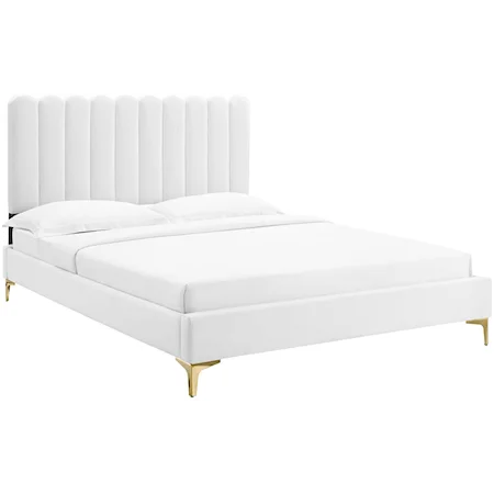 Reagan Queen Velvet Platform Bed