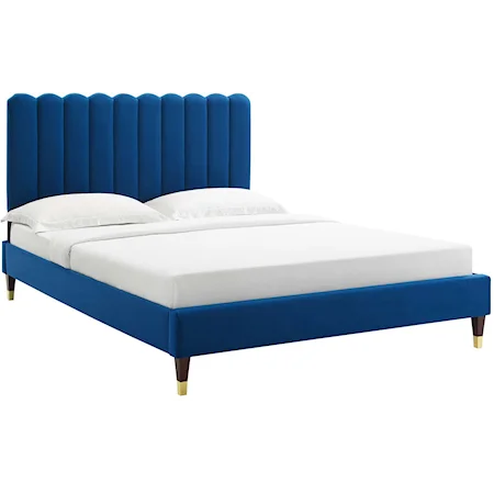 Reagan Full Velvet Platform Bed