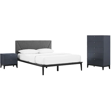 Dakota 3 Piece Upholstered Bedroom Set