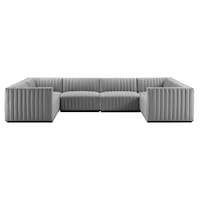 Conjure Channel Tufted Upholstered Fabric 6-Piece U-Shaped Sectional