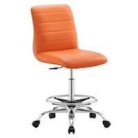 Ripple Contemporary Armless Vegan Leather Drafting Height Chair - Orange