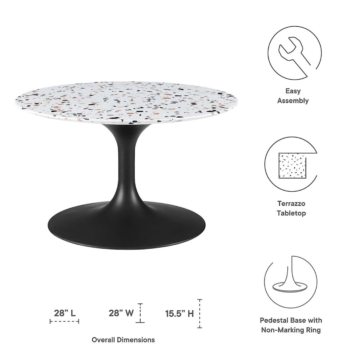 Modway Lippa Lippa 28" Round Terrazzo Coffee Table