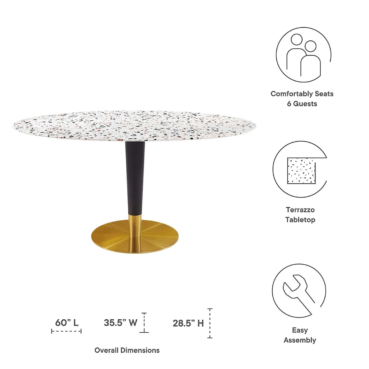 Modway Zinque Zinque 60" Oval Terrazzo Dining Table