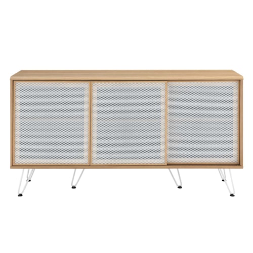Contemporary Nomad Sideboard with Sliding Metal Mesh Doors