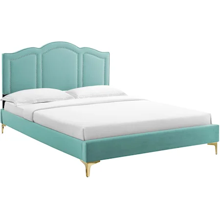 Emerson Velvet Twin Platform Bed