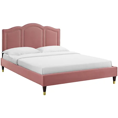 Emerson Velvet Queen Platform Bed