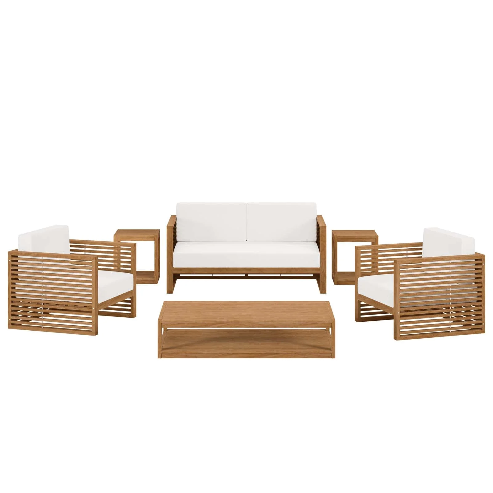 Modway Carlsbad EEI5836NATWHI Carlsbad 6Piece Teak Wood Outdoor