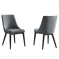 Viscount Accent Performance Velvet Dining Chairs - Black/Gray - Set of 2