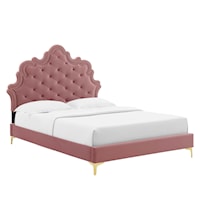 Sasha Button-Tufted Performance Velvet Full Bed