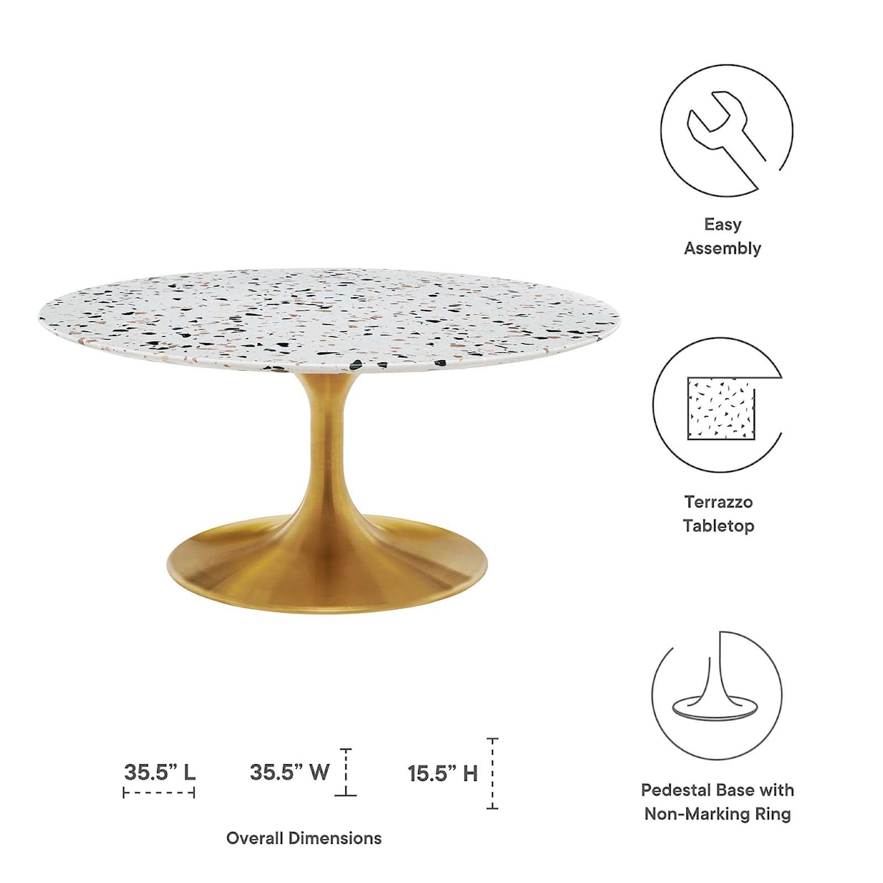 Modway Lippa Lippa 36" Round Terrazzo Coffee Table