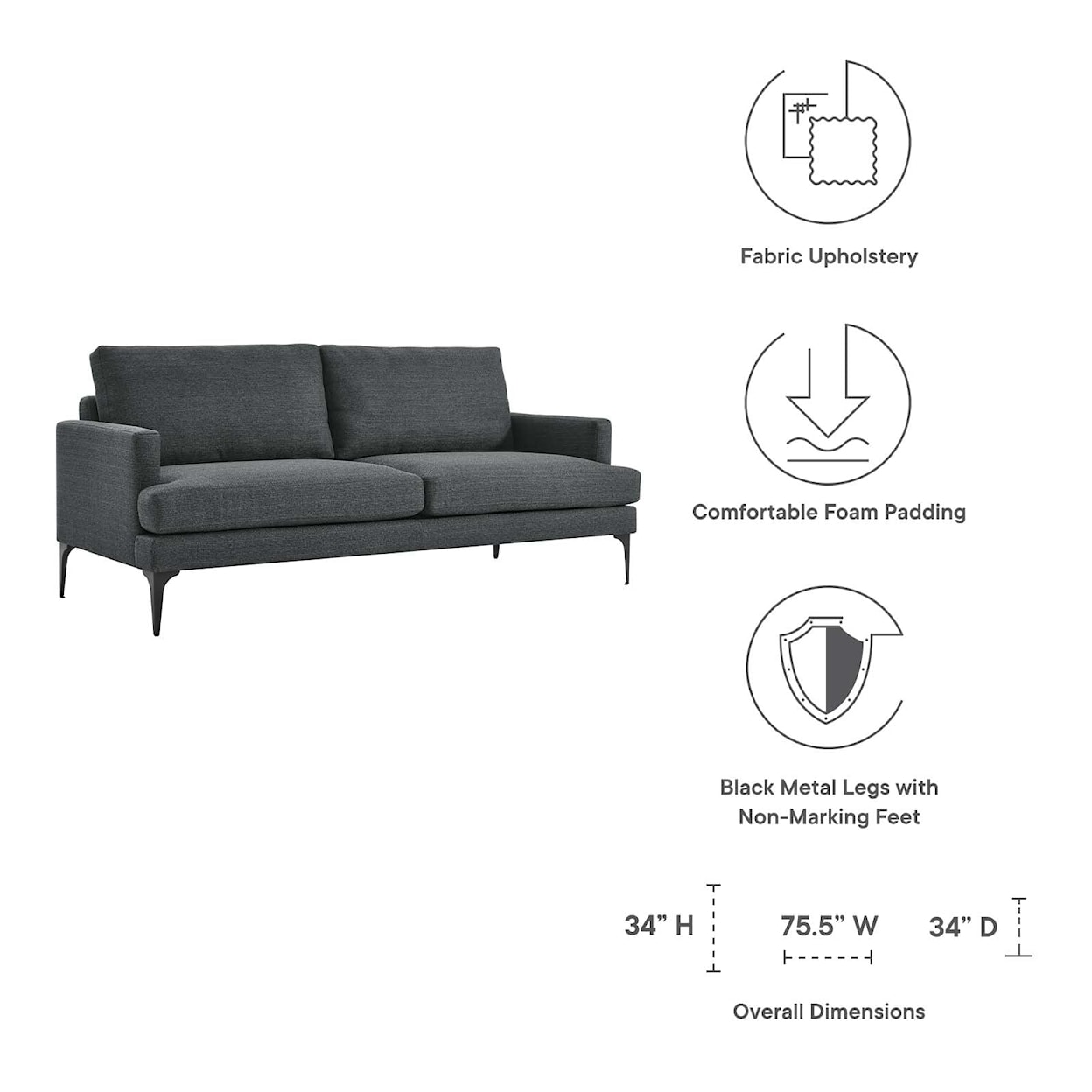 Modway Evermore Three-Seater Sofa