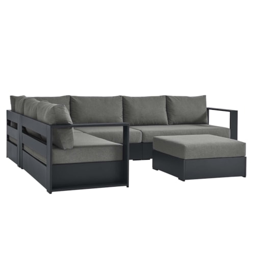 Tahoe 5-Piece Outdoor Patio Powder-Coated Aluminum Sectional Sofa Set By Modway