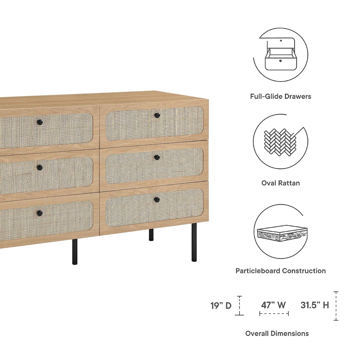 Modway Chaucer 6-Drawer Compact Dresser