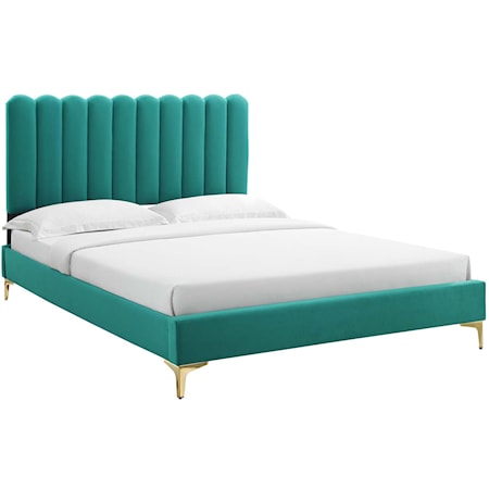 Reagan Queen Velvet Platform Bed