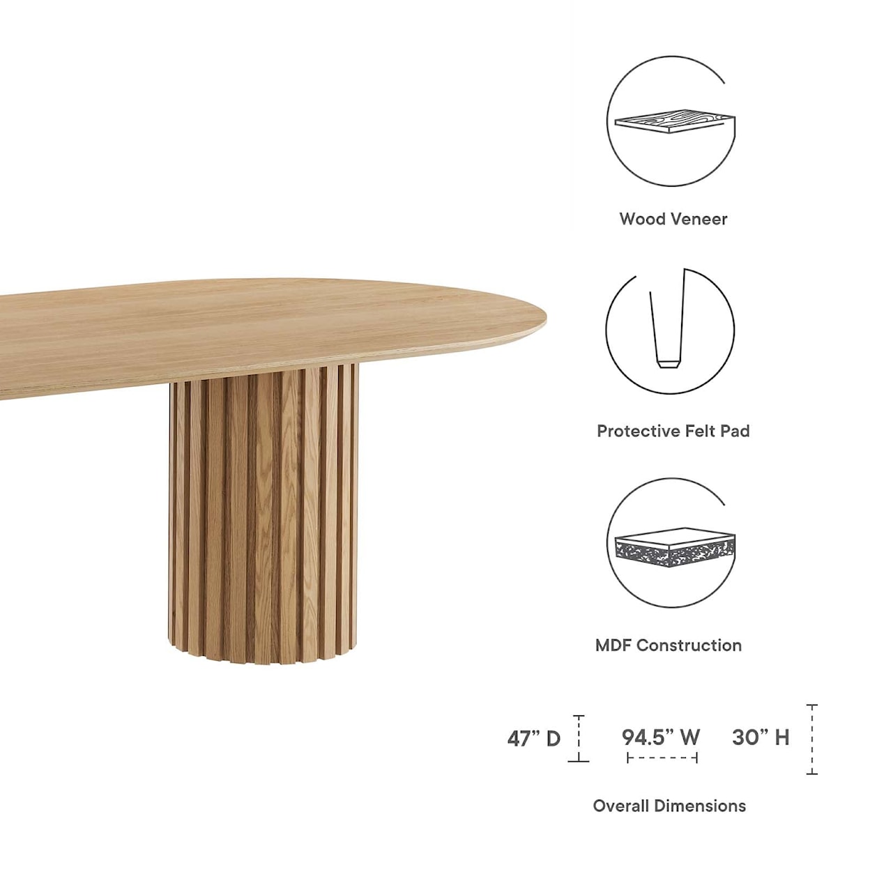 Modway Senja Senja 95" Oval Dining Table