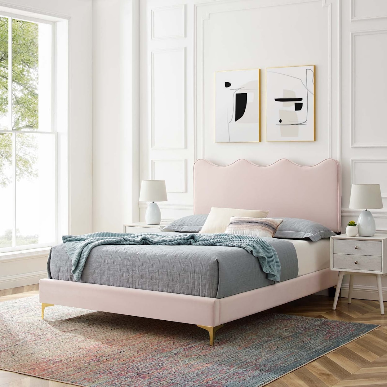 Modway Current Current Velvet Twin Platform Bed