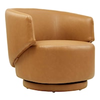 Celestia Vegan Leather Fabric and Wood Swivel Chair