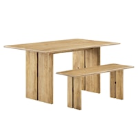 Amistad 60" Wood Dining Table and Bench Set