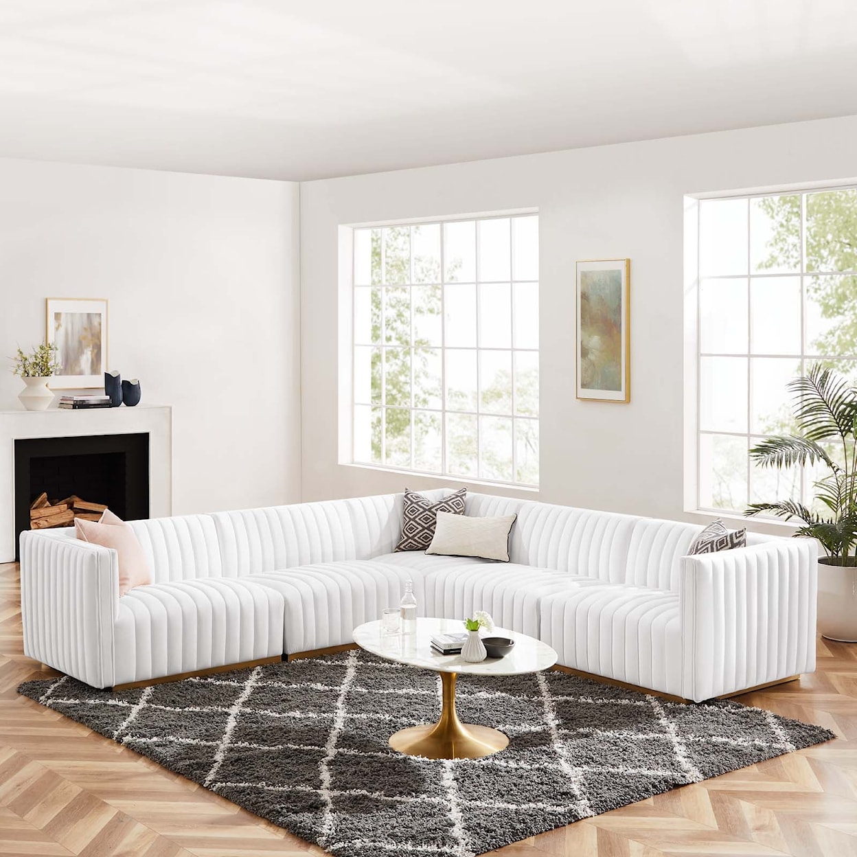 Modway Conjure Velvet 5-Piece Sectional