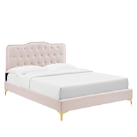 Amber Performance Velvet Queen Platform Bed