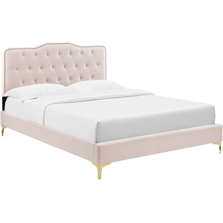 Amber Velvet Twin Platform Bed