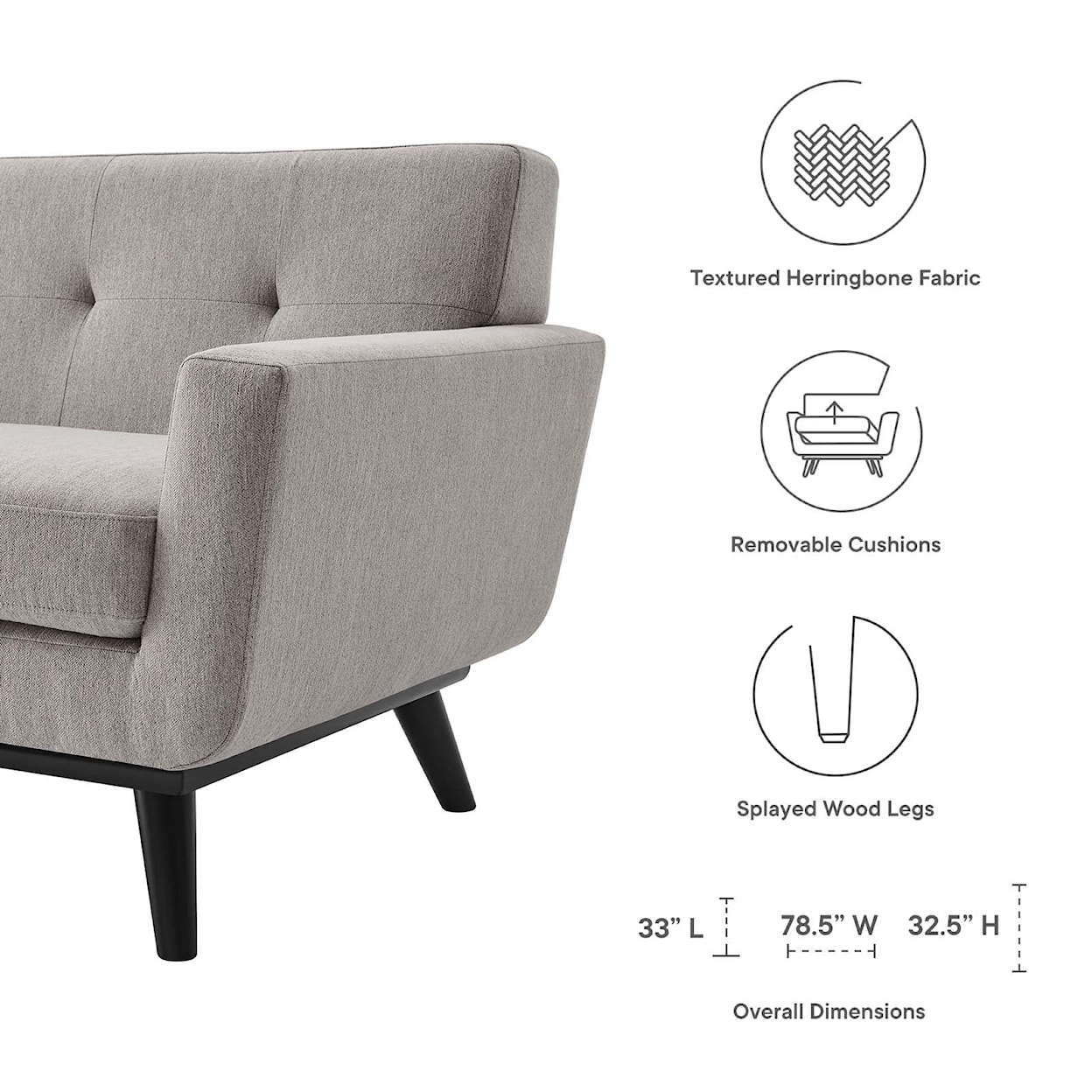 Modway Engage Engage Herringbone Fabric Loveseat