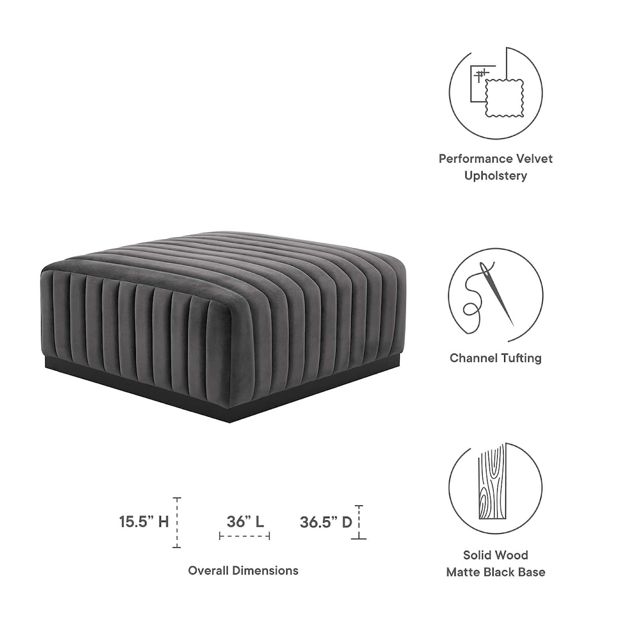 Modway Conjure Velvet Ottoman